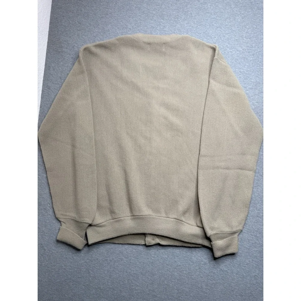 Vintage Izod Lacoste Men's Camel Tan Acrylic Cardigan Sweater Size XL